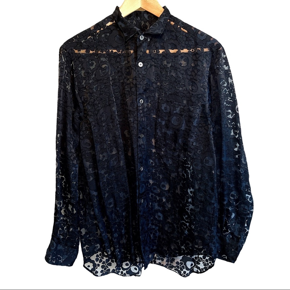 *SOLD* - Junya Watanabe Comme Des Garçons sheer black flower button up